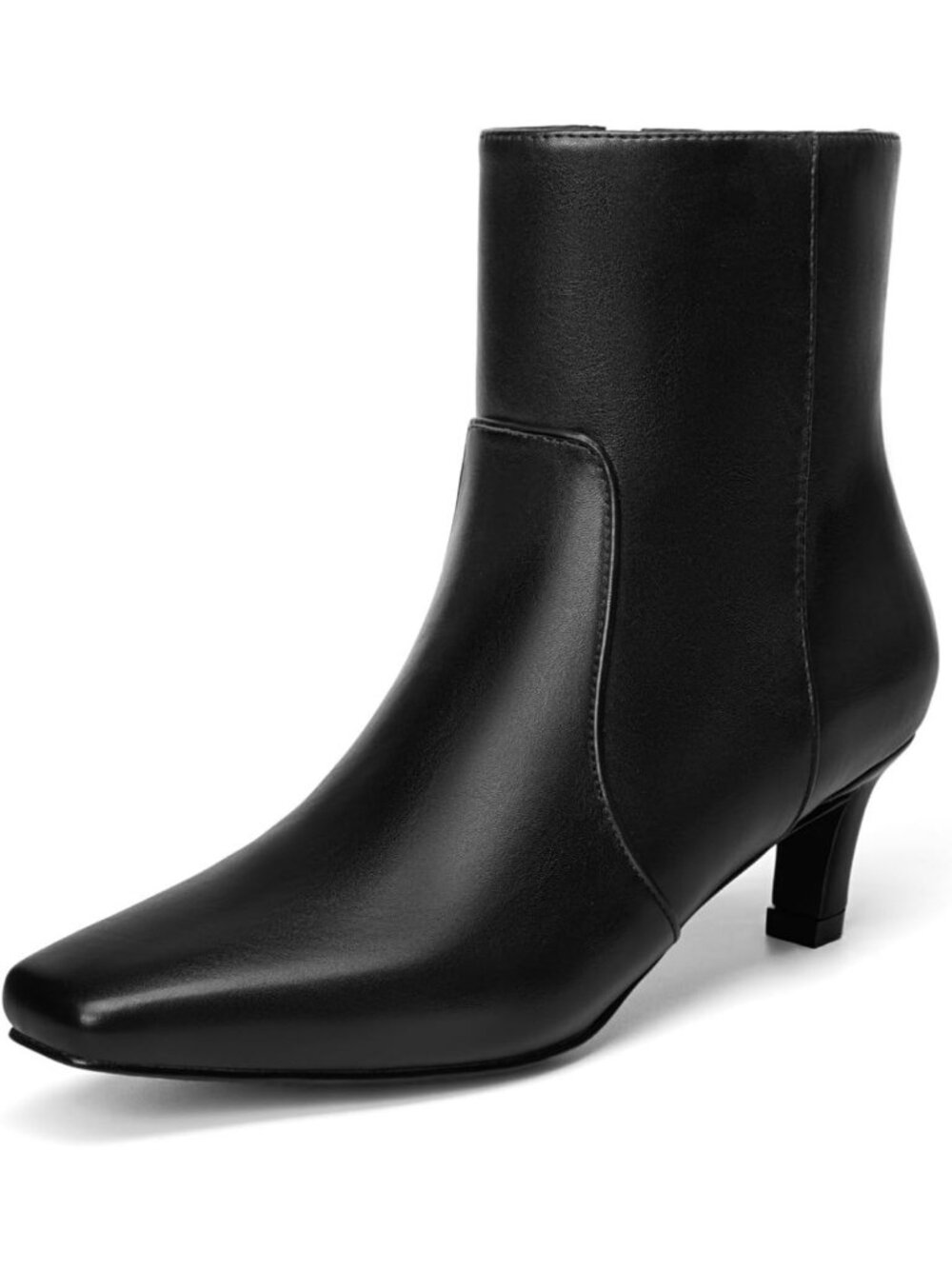 Stylish Low Heel Square Toe Ankle Boots with Side Zipper for Women
